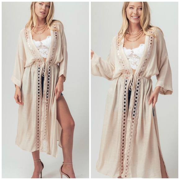 Sweaters - 🆕Crochet longline cardigan in natural